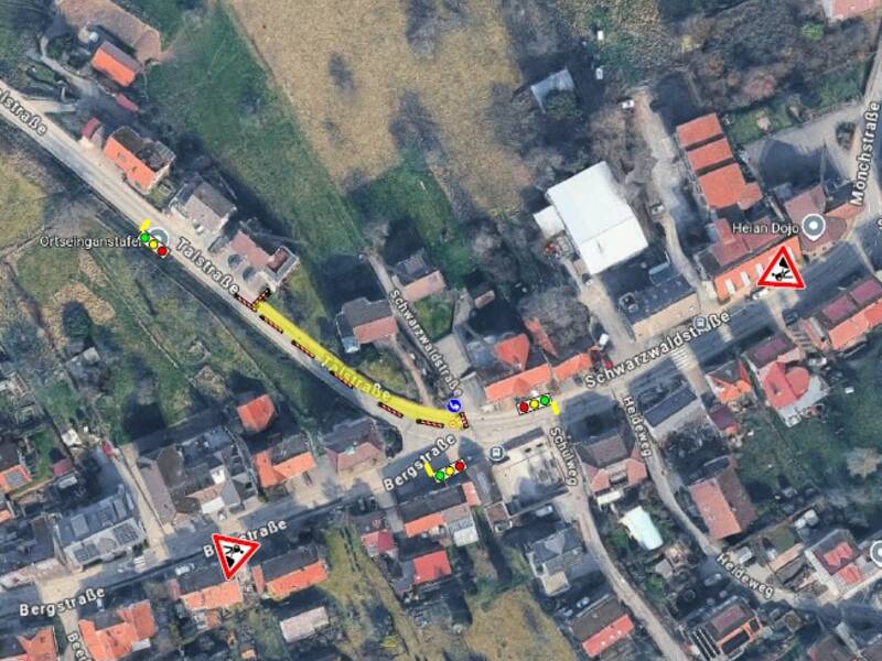 Sateltitenansicht von einem Teil von Rotensol mit eingezeichneter Baustelle