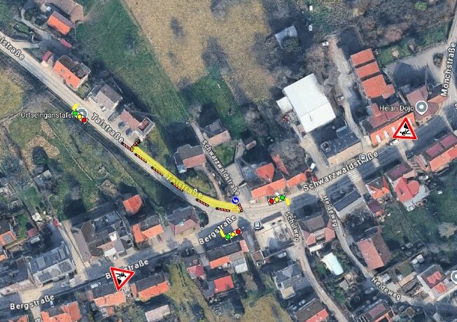 Sateltitenansicht von einem Teil von Rotensol mit eingezeichneter Baustelle